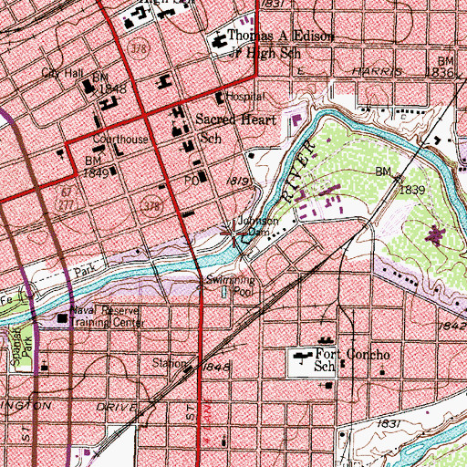 Topographic Map of Johnson Dam, TX