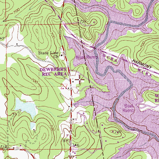 Topographic Map of Dewberry Recreation Area, AL