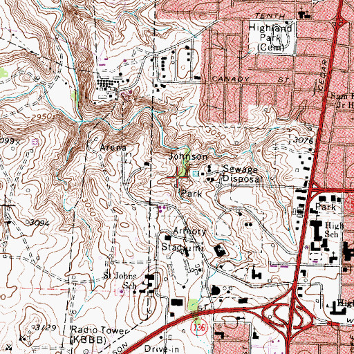 Topographic Map of Johnson Park, TX