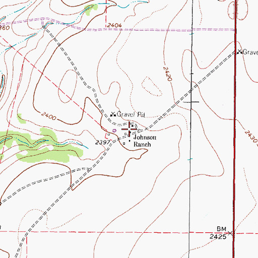 Topographic Map of Johnson Ranch, TX