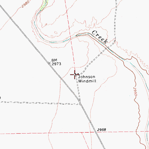 Topographic Map of Johnson Windmill, TX