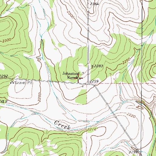 Topographic Map of Johnston Ranch, TX