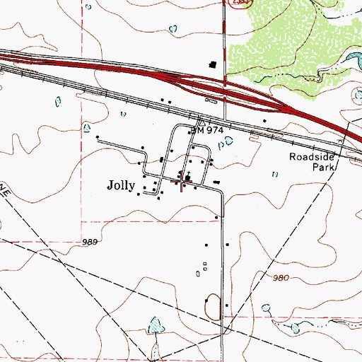 Topographic Map of Jolly, TX