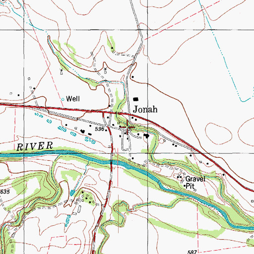 Topographic Map of Jonah, TX