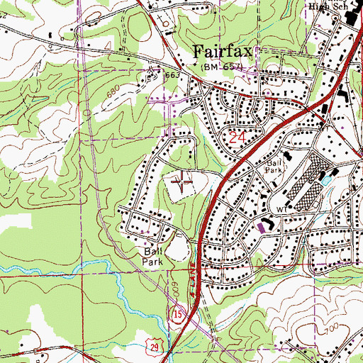 Topographic Map of Fairfax Cemetery, AL