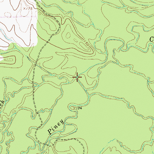 Topographic Map of Jones Branch, TX