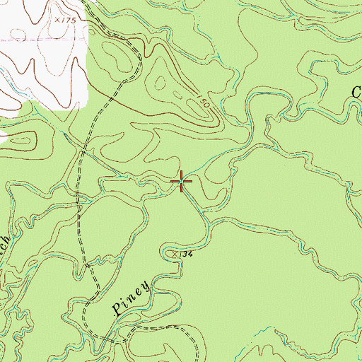 Topographic Map of Jones Branch, TX