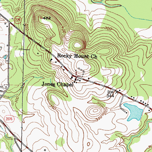 Topographic Map of Jones Chapel, TX