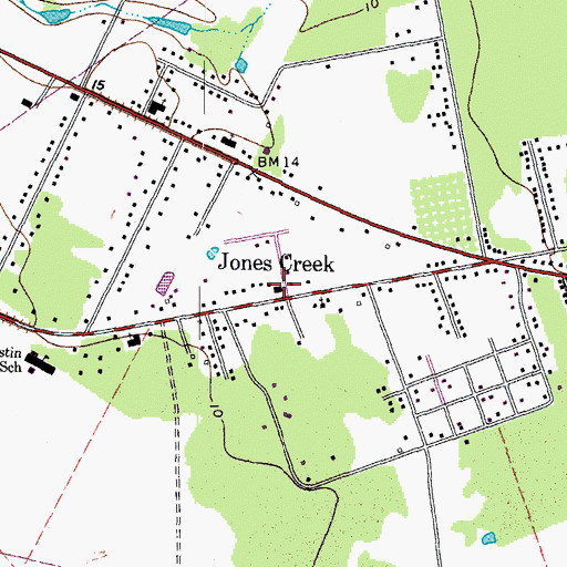 Topographic Map of Jones Creek, TX