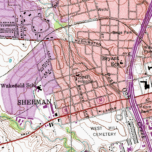 Topographic Map of Wilson N Jones Regional Medical Center, TX