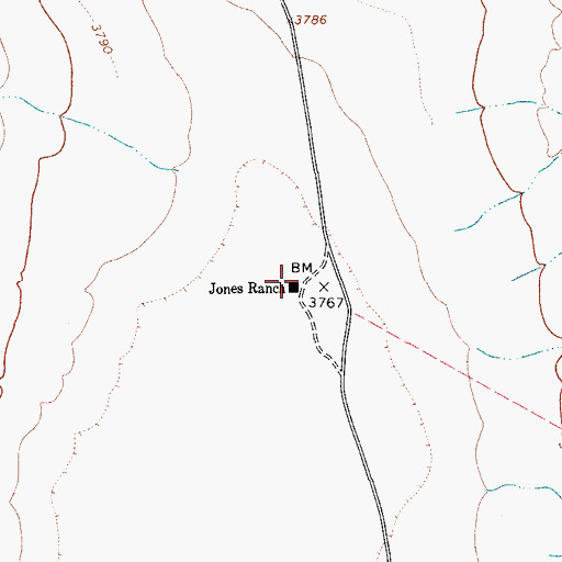 Topographic Map of Jones Ranch, TX