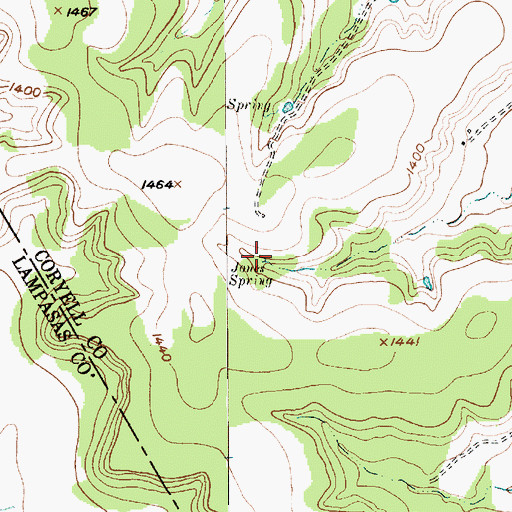 Topographic Map of Jones Spring, TX