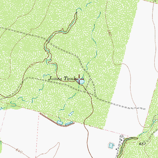Topographic Map of Jones Tank, TX