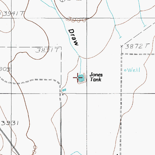 Topographic Map of Jones Tank, TX