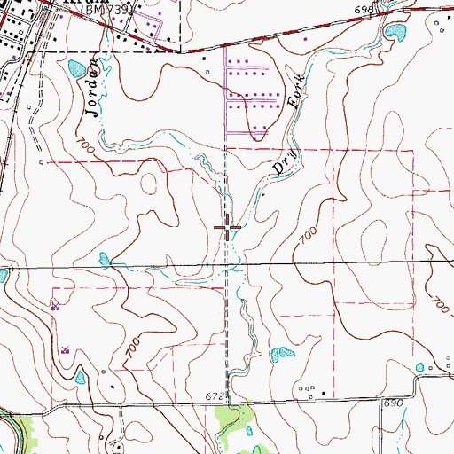 Topographic Map of Jordan Creek, TX