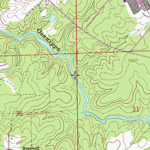 Topographic Map of Fergusons Mill (historical), AL