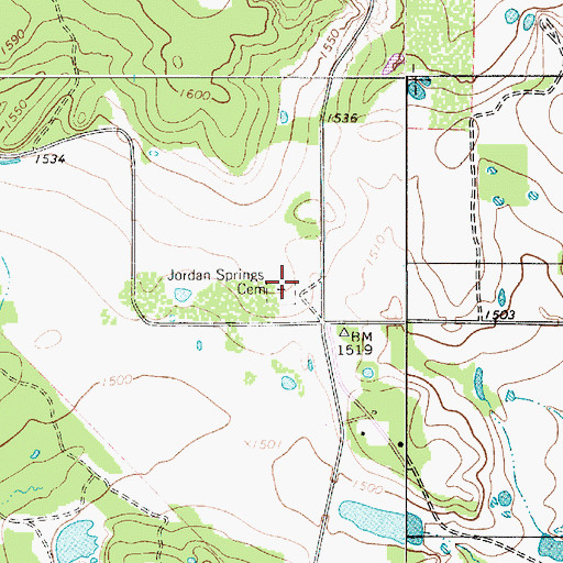 Topographic Map of Jordan Springs Cemetery, TX