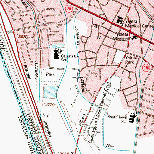 Topographic Map of Jornado Lateral, TX