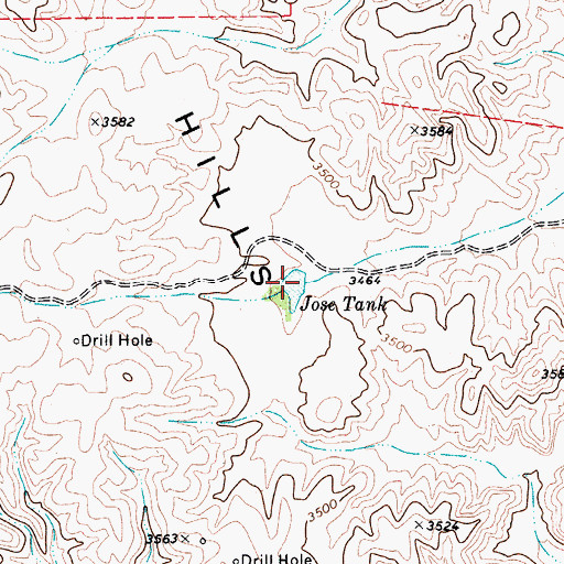 Topographic Map of Jose Tank, TX