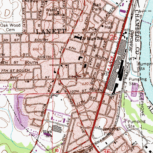 Topographic Map of First Assembly of God Church, AL