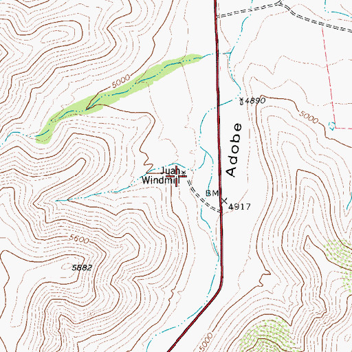 Topographic Map of Juan Windmill, TX