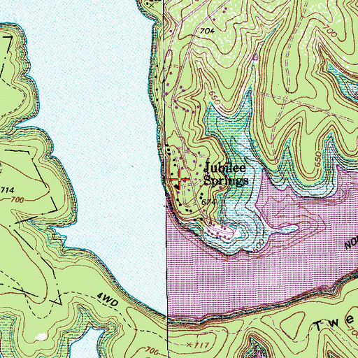 Topographic Map of Jubilee Springs, TX