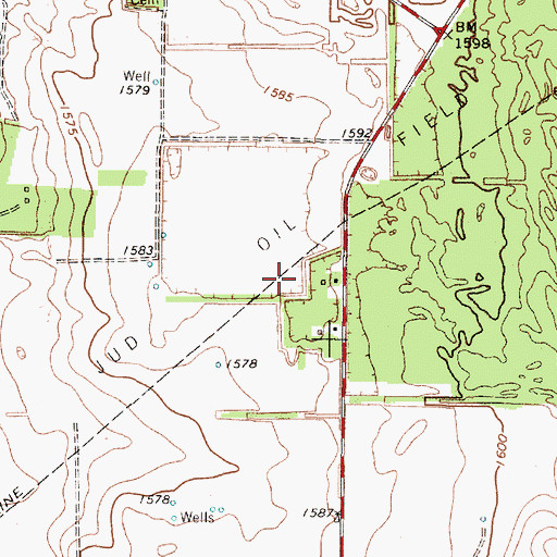 Topographic Map of Jud Oil Field, TX