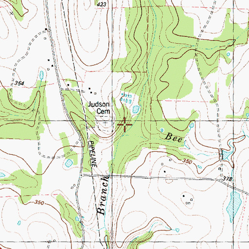 Topographic Map of Judson Cemetery, TX