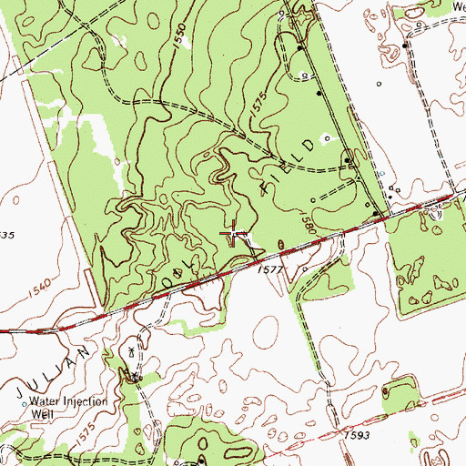 Topographic Map of Julian Oil Field, TX