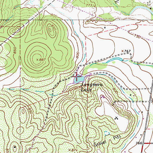 Topographic Map of Jungman Lake, TX