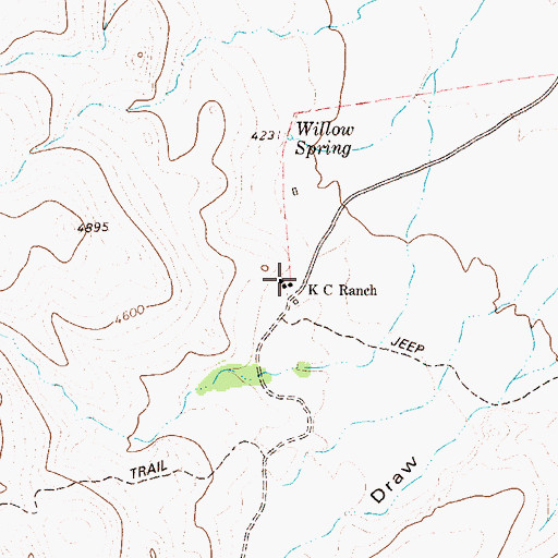 Topographic Map of K C Ranch, TX