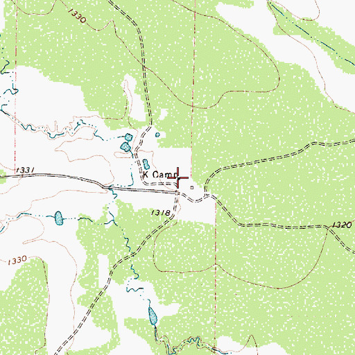 Topographic Map of K Camp, TX