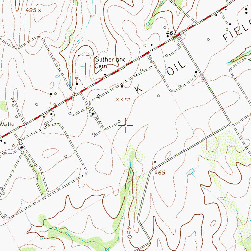 Topographic Map of K Oil Field, TX
