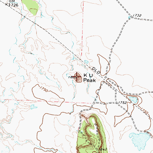 Topographic Map of K U Peak, TX