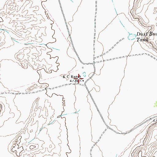 Topographic Map of KC Ranch, TX
