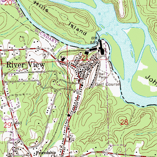Topographic Map of First Christian Church, AL