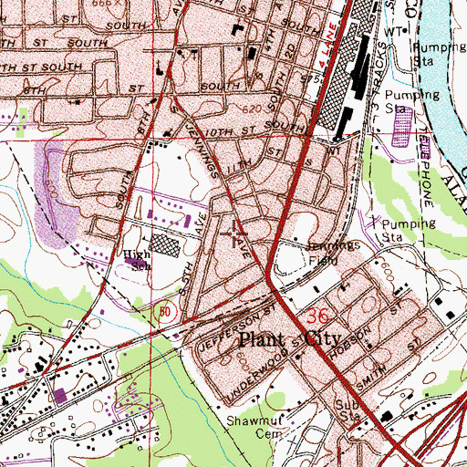Topographic Map of First Church of the Nazarene, AL