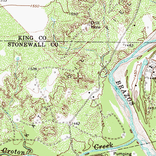 Topographic Map of Katz Oil Field, TX