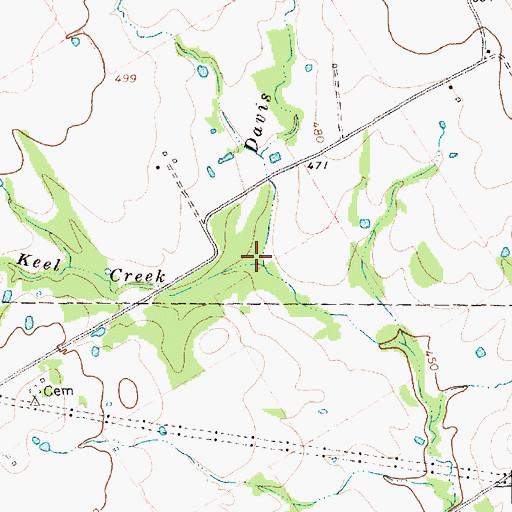 Topographic Map of Keel Creek, TX