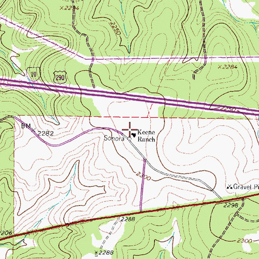Topographic Map of Keene Ranch, TX