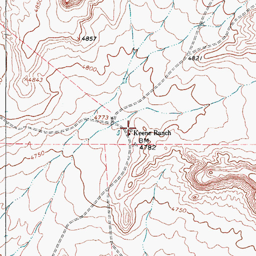 Topographic Map of Keene Ranch, TX