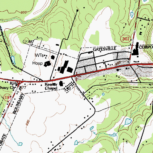 Topographic Map of Keener Chapel, TX