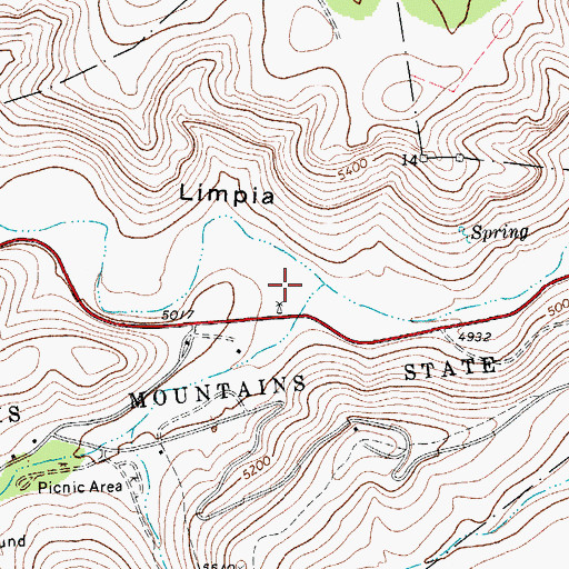 Topographic Map of Keesey Canyon, TX