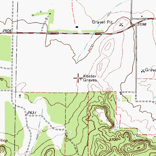 Topographic Map of Keeter Graves, TX