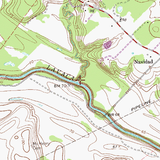 Topographic Map of Keller Branch, TX