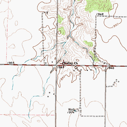Topographic Map of Kelley Church, TX
