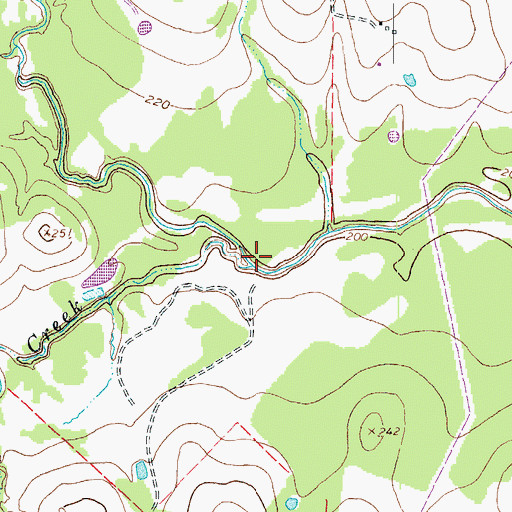 Topographic Map of Kelley Creek, TX