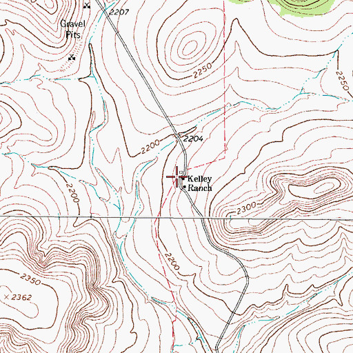 Topographic Map of Kelley Ranch, TX