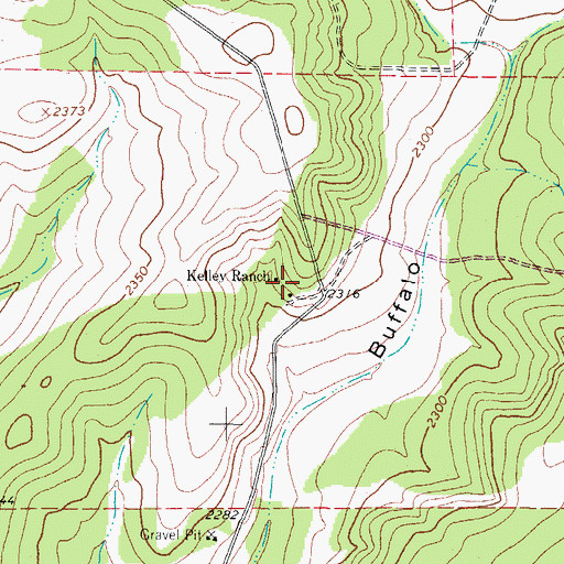 Topographic Map of Kelley Ranch, TX