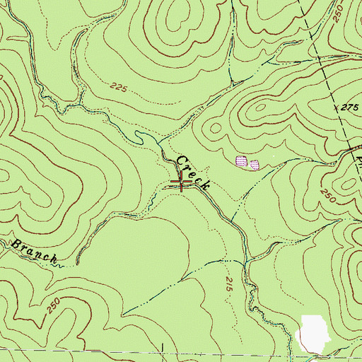Topographic Map of Kelly Branch, TX